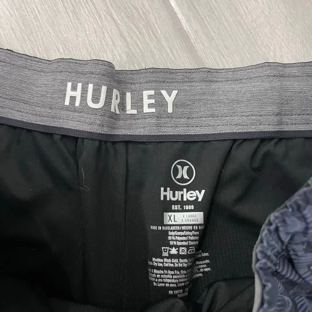 Hurley Men's XL Volley Swim Shorts Navy Blue Hibiscus Floral Board Trunks